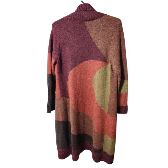 Chico's Stunning Color Blocked Biana Cardigan Sweater Duster Size 2 (18-20) Wool - Picture 5 of 8